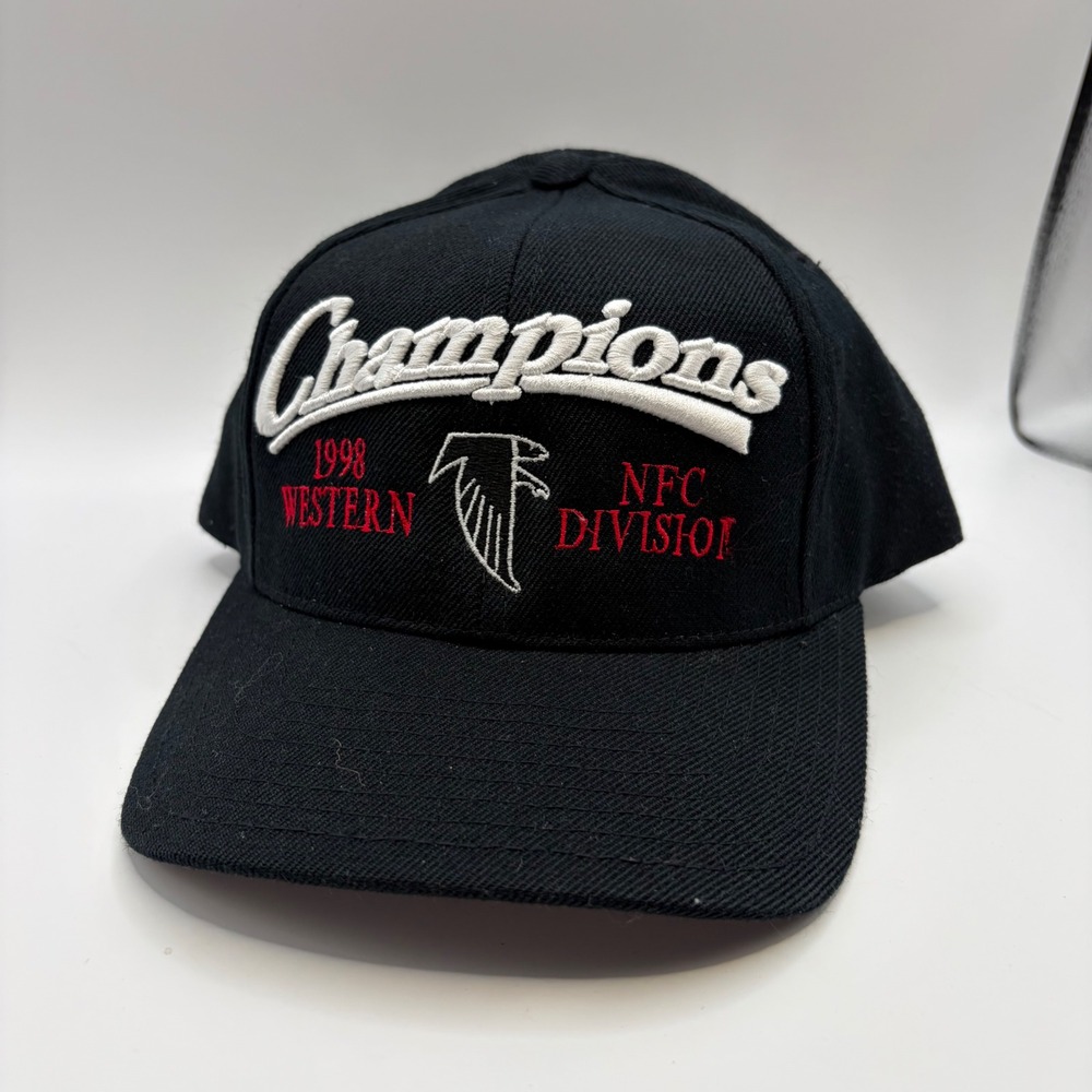 Vintage Logo Athletic Atlanta Falcons 1998 NFC Champions Snapback Hat Black OSFA